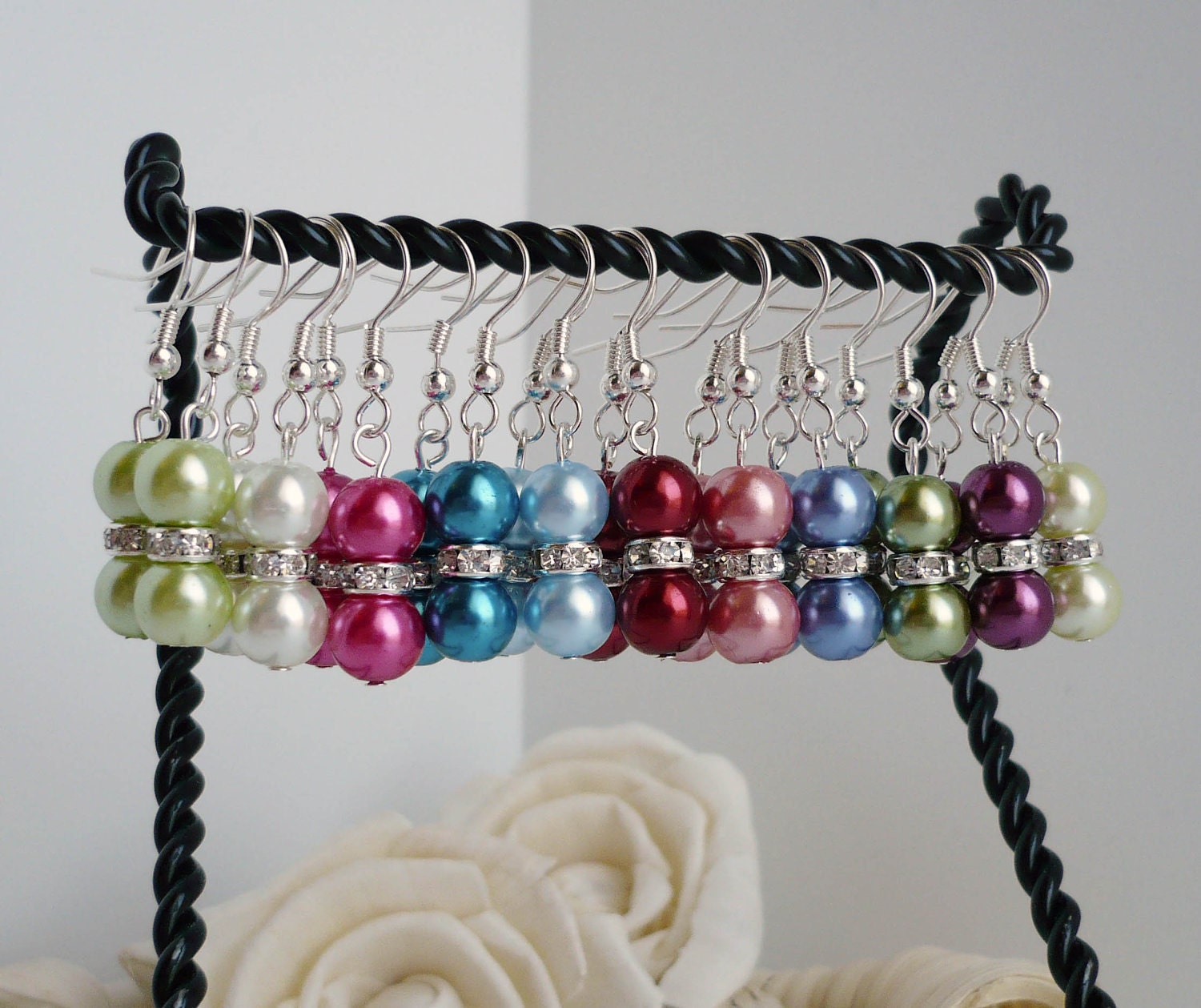 9 Pairs Custom Bridesmaids Earrings - Instant Custom Order - You Pick the Colors