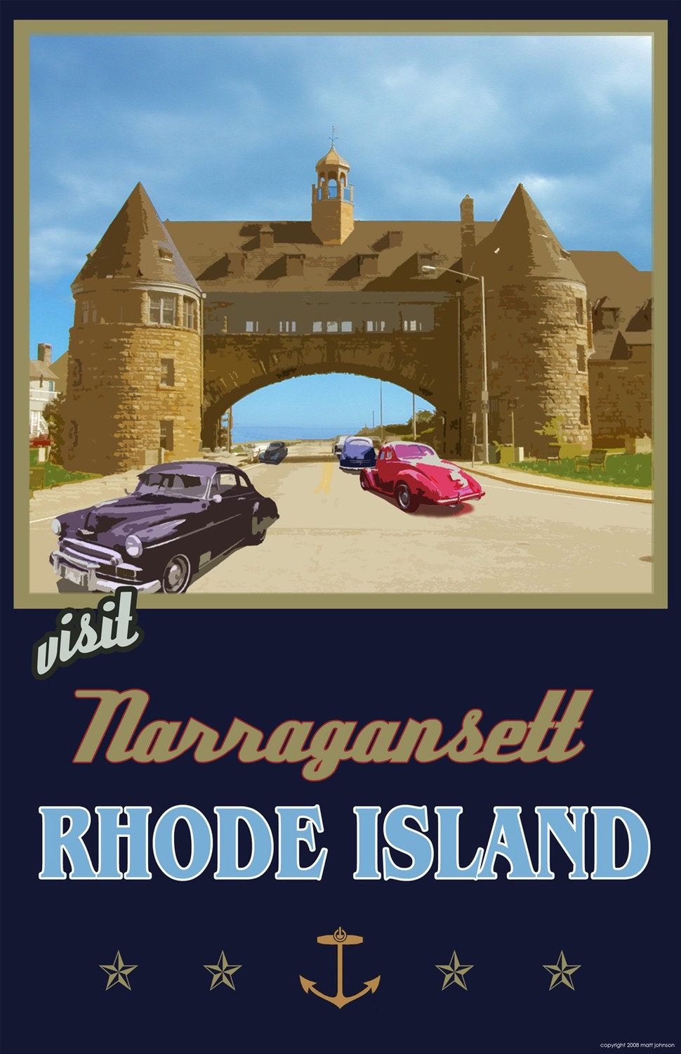 Wall Art, Old Style Narragansett Travel Poster