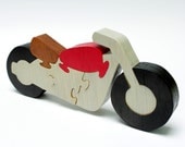 Puzzle Motorcycle.  Kids puzzle, children's puzzle, wooden game, wood toy.
