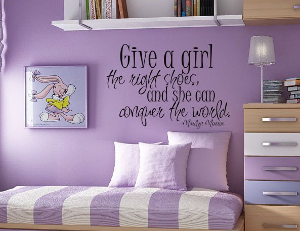 Give a girl the right shoes - Marilyn Monroe - Childrens Decor Wall Vinyl Decal - Vinyl Wall Decals - Baby Girl or Boy Nursery Wall Art