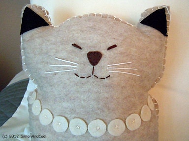 Sleepy Siamese Felt Cat Plush Pillow Pal