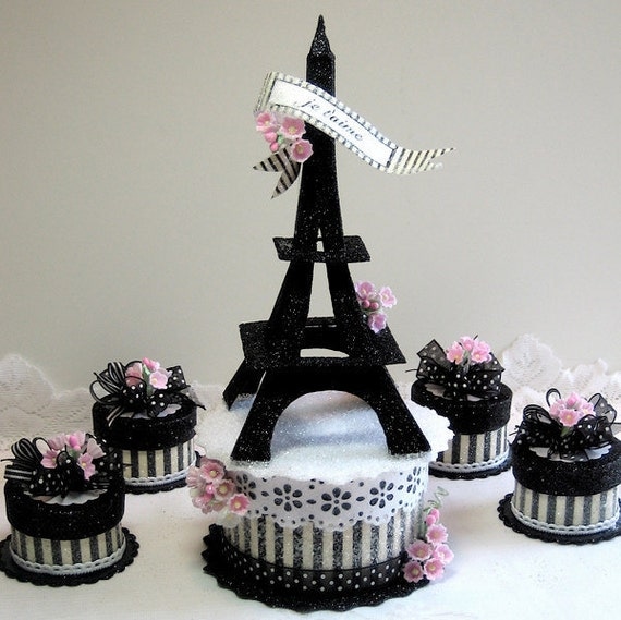 Eiffel Tower Cake Topper, Keepsake Box