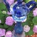 Glass Yard Art Totem Sculpture Royal Blue Teapot Design