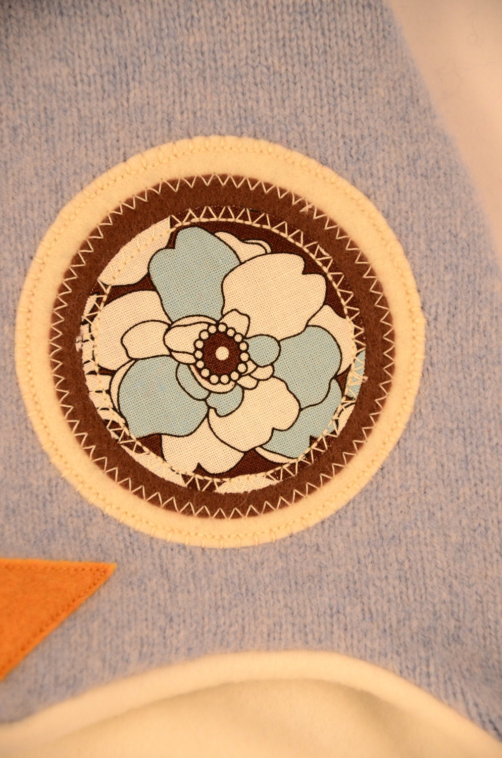 Hoo Hat -Upcycled Felted Wool Owl Hat -Baby Blue & Brown -Size Small (17-18.5" head -age 6-12 months)