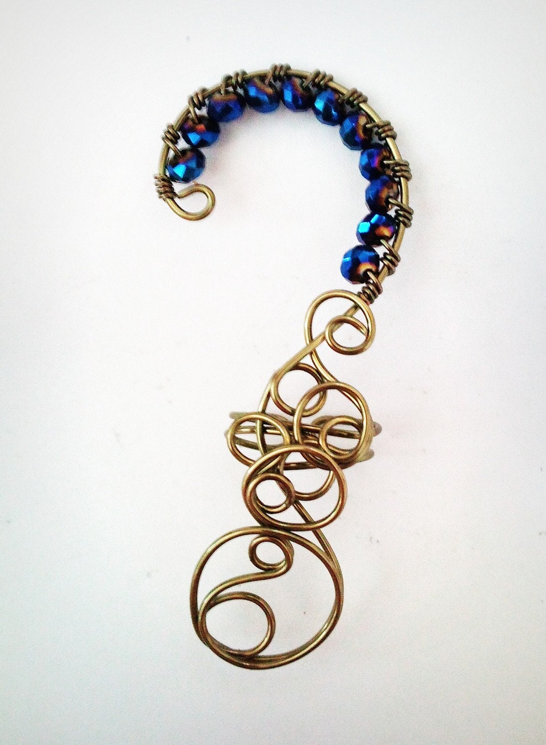Ear Cuff Absinthe Arch Style Gunmetal Brass Ear Cuff - Wire Wrapped Handmade Jewelry -