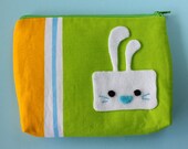 Cute zipper pouch / makeup bag - square bunny