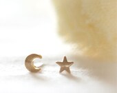 Crescent moon and tiny star Earrings