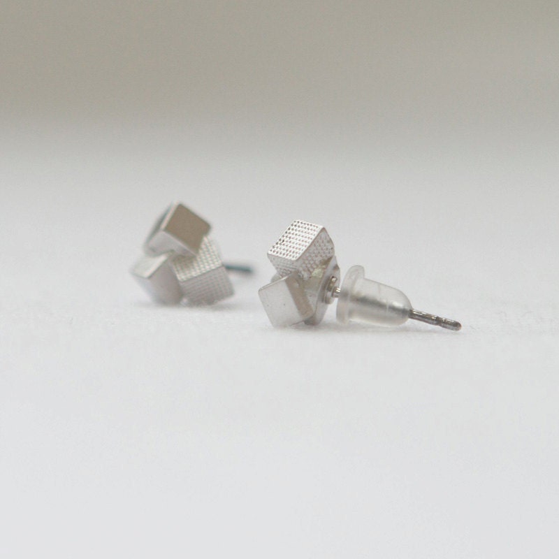 Silver Block Earrings