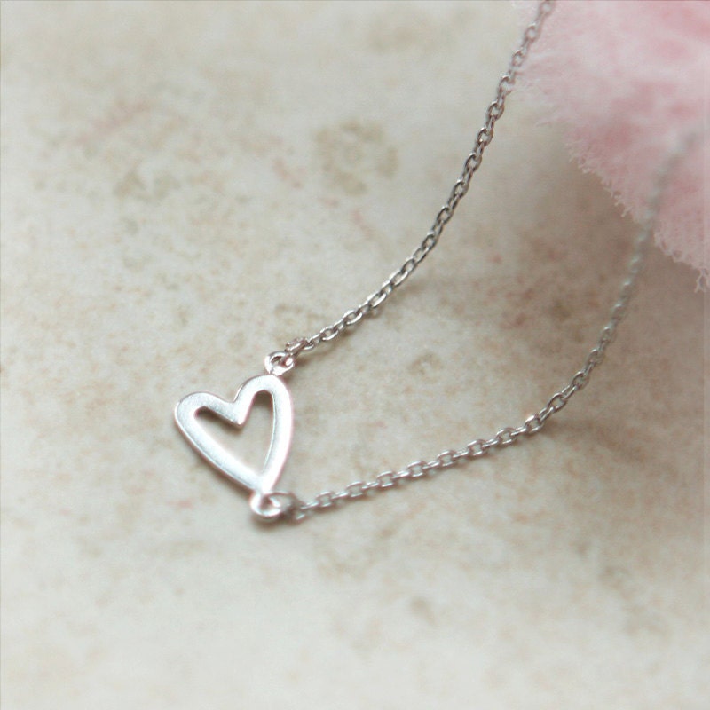 Open Heart Necklace in silver