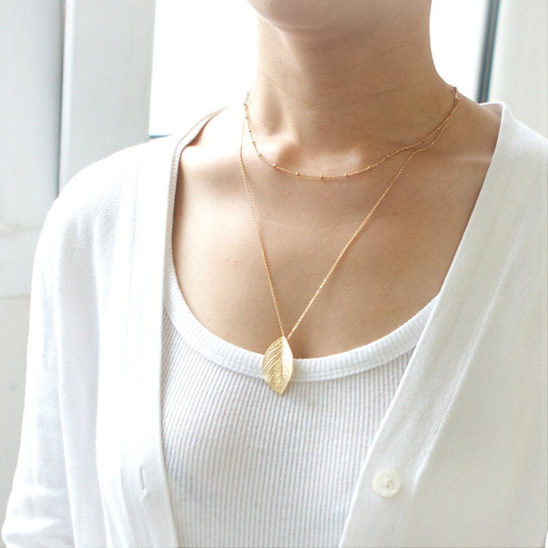Gold Leaf layered Necklace