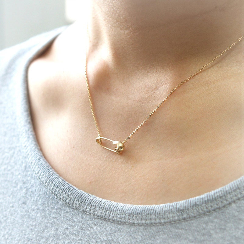 Safety Pin with Skull necklace