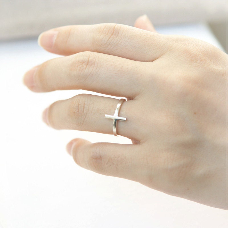 Sideways Cross Ring in sterling silver