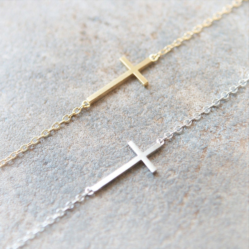 Sideways Cross Bracelet / Choose your color / gold and silver