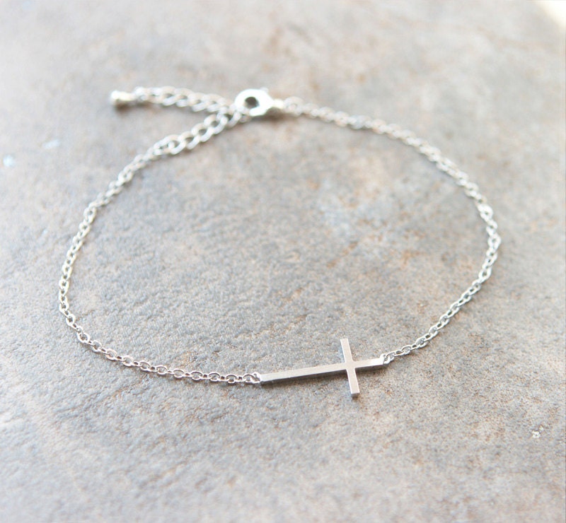 Sideways Cross Bracelet / Choose your color / gold and silver