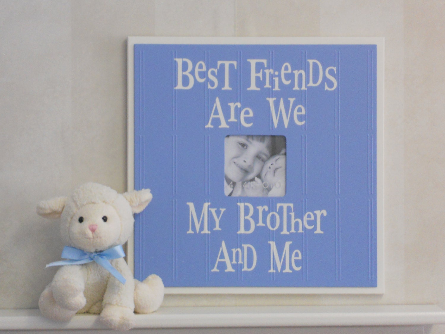 Brothers Picture Frame in Light Pastel Blue Gift for Baby Shower, Parents of Newborn - Best Friends Are We My Brother And Me