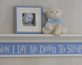 Now I Lay Me Down To Sleep - Sign on 30" Shelf Linen White and Light Blue Verse Inspirational Christian Wall Art for Nursery