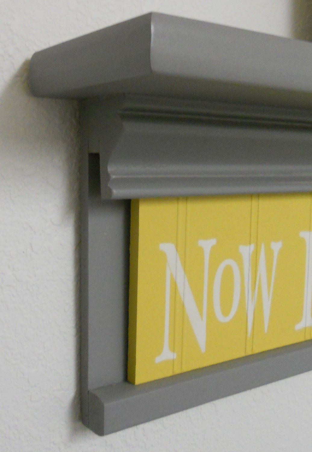 Yellow Gray Baby Nurseries - Nursery Decorating Ideas Grey Yellow Sign - Now I Lay Me Down To Sleep - 30" Shelf