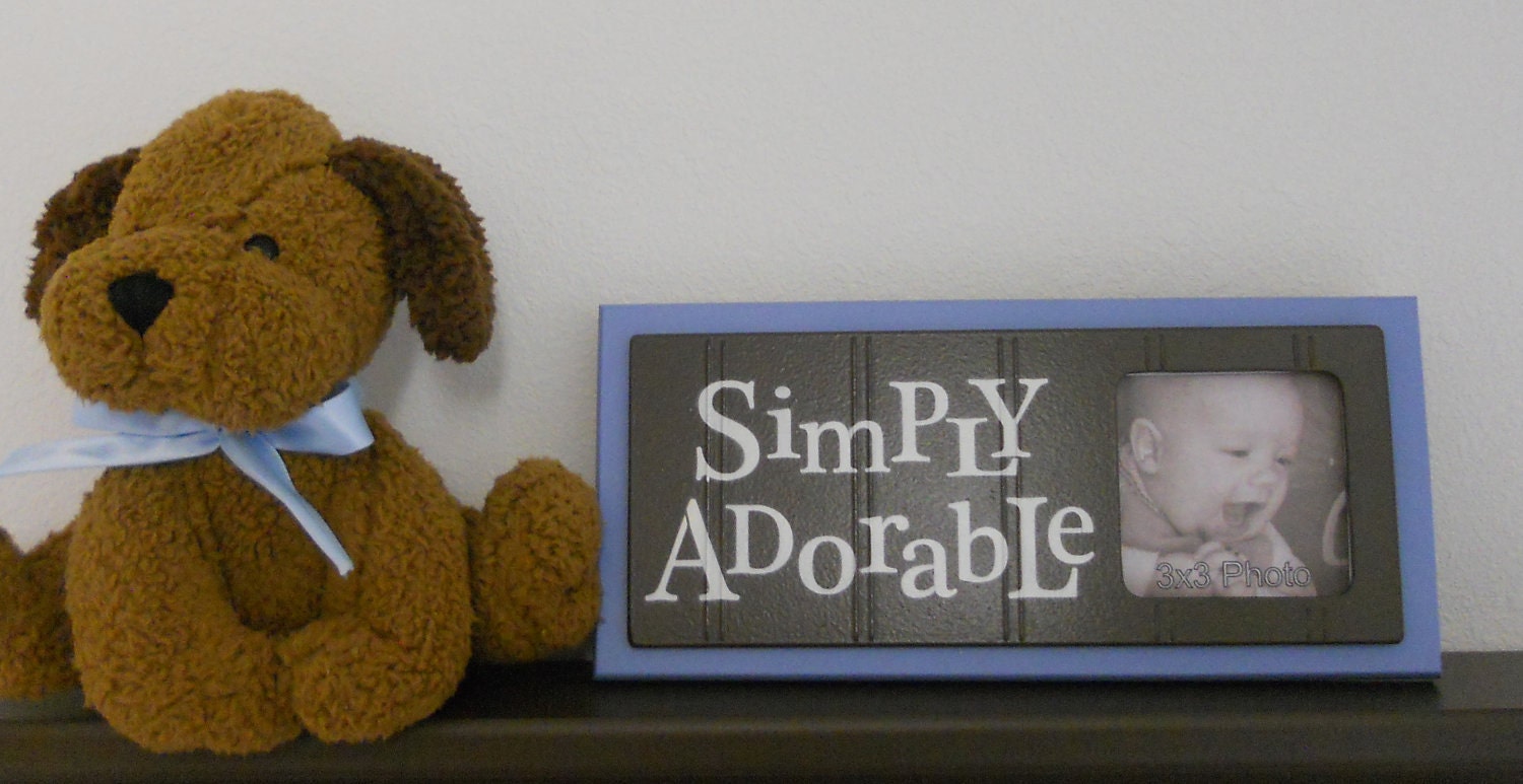 Blue Brown Nursery Decorative Frame -  Baby Nursery Sign Frame - SIMPLY ADORABLE