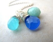 Chalcedony Aventurine Necklace Gemstone Ocean Necklace Mermaid Necklace Aqua Indigo Green BellinaCreations Bellina Creation