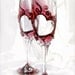 Wedding champagne glasses with red and black heart pattern, set of 2, hand decorated elegant toasting flutes