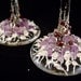 Lavender champagne flutes, wedding glasses, decorated with natural semi precious stones (amethyst, garnet and white crystal)