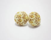 Yellow Print Button Stud Earrings