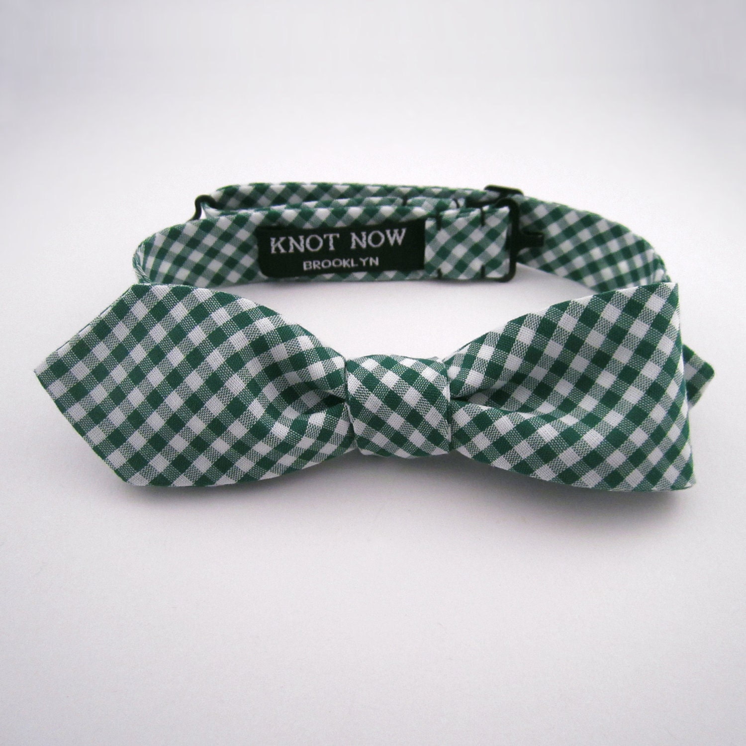 Bowtie - Forest Green Gingham Pointed Skinny