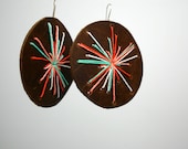Mint Infused Tangerine Leather Sunburst Earrings