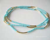 Turquoise and Gold Bead Bracelet  Trio