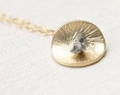 Delicate Gold and Rough Cut Diamond Pendant Necklace