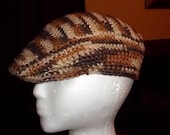 Chocolate Swirl Unisex Newsboy Crochet Ivy Cap - ready to ship