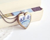 Hand Painted Etai Bridge Locket Necklace with Original Miniature Watercolour Painting - Made to Order