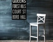 QUEENS New York City Vintage Look Subway Sign. Bus Scroll. Canvas 20 x 30 Rollsign Print