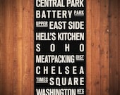NEW YORK CITY Subway Sign. Bus Scroll. Destination List - Canvas 24" x 48"