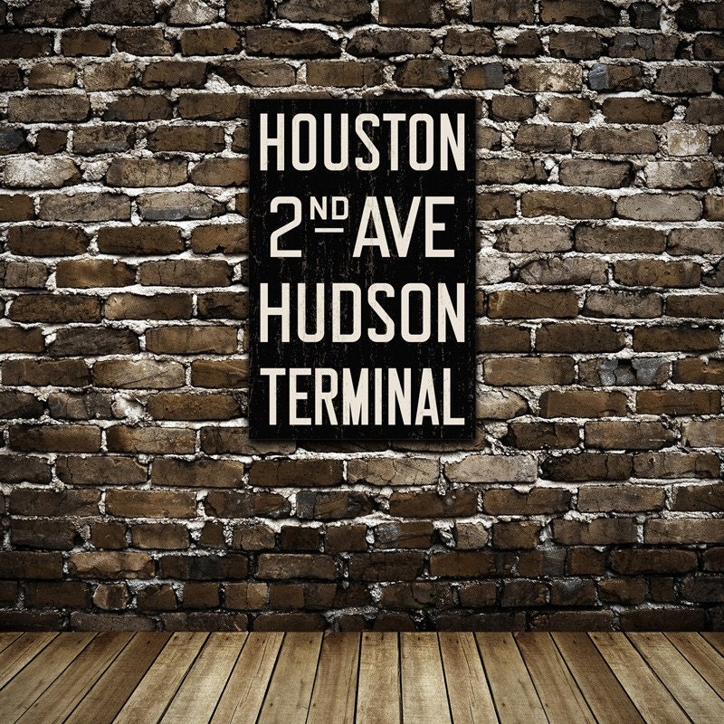 MANHATTAN New York City Distressed Subway Sign. Bus Scroll. Canvas 20 x 30 Rollsign Print