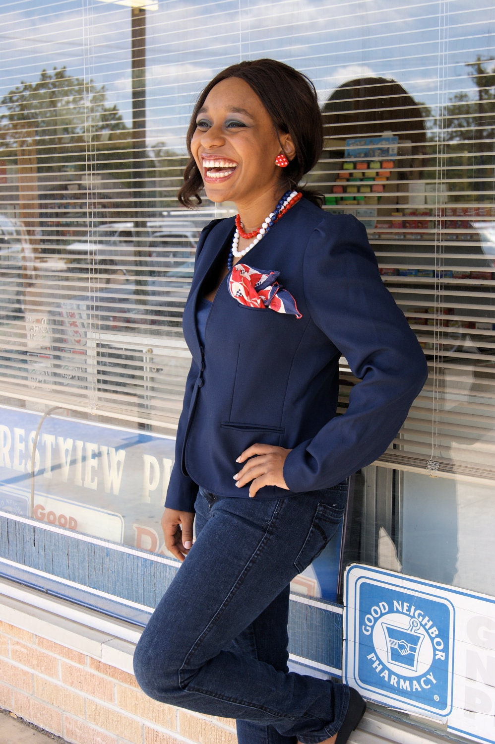 Vintage Navy Blue Blazer