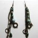 Vintage retro hippie boho tribal ethnic chain and turquoise bead drop earrings