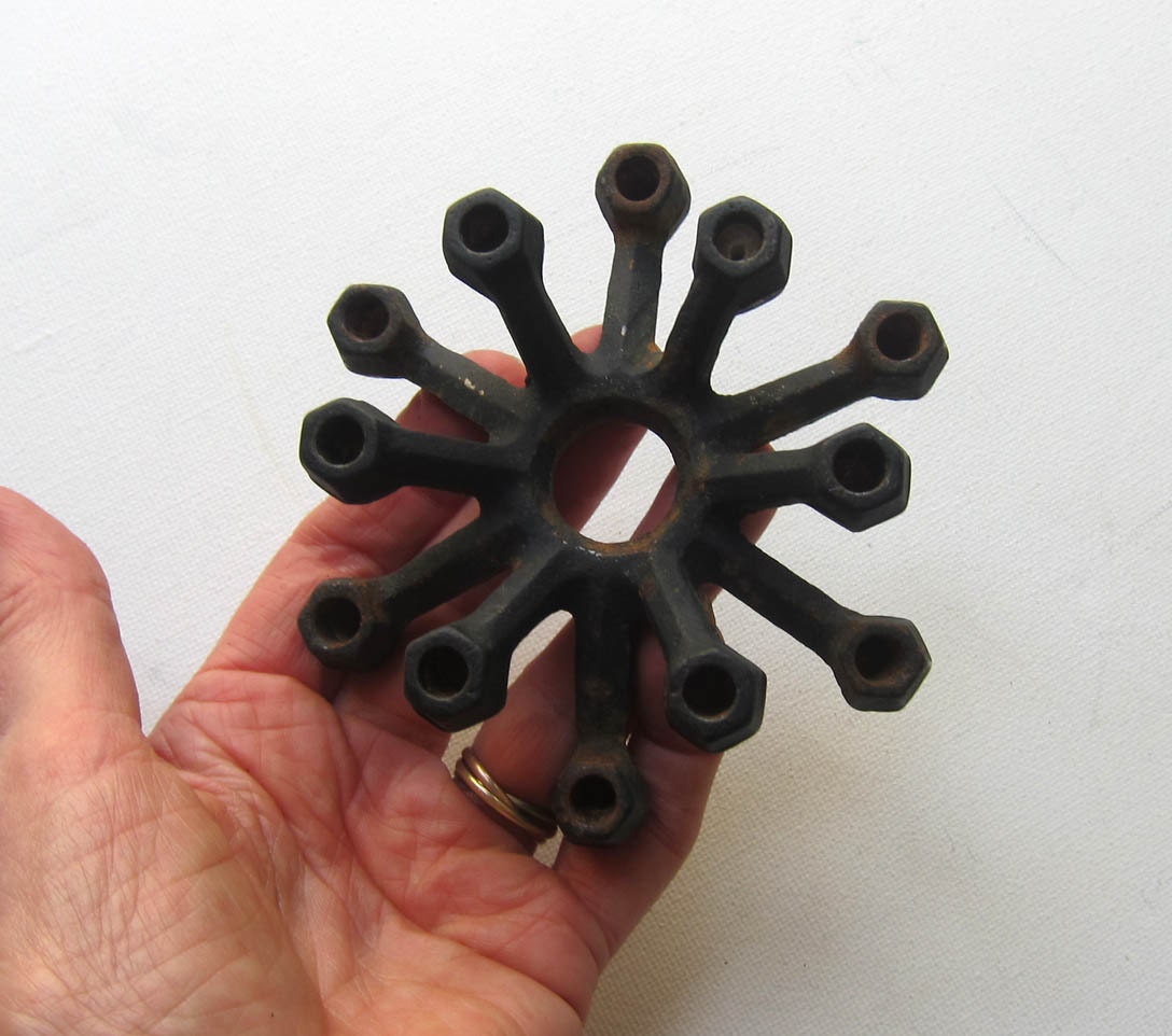 Vintage Retro 1950s atomic cast iron tapered candle holder