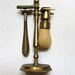 Vintage retro brass bathroom shaving set and stand