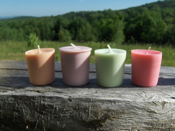 Sampler Special  Handpoured 2oz Votives Set of Four   Up On The Roof Farm  Vermont