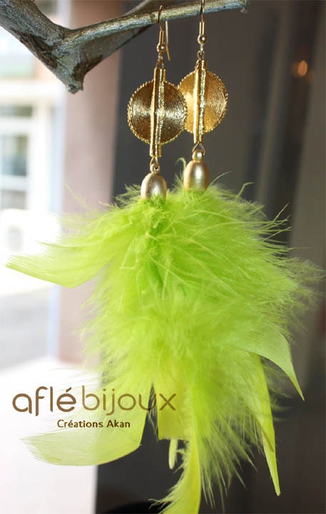 Aflé Bijoux Feather Earrings - Green