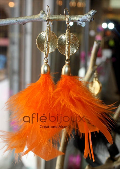 Aflé Bijoux Feather Earrings - Orange