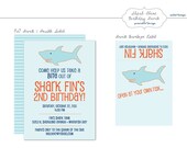 Shark Theme Birthday Party Invite & Address Label