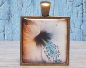 Dreamy Flowers 2 - 1 inch Square Pendant with Free Ball Chain or Keyring (725)