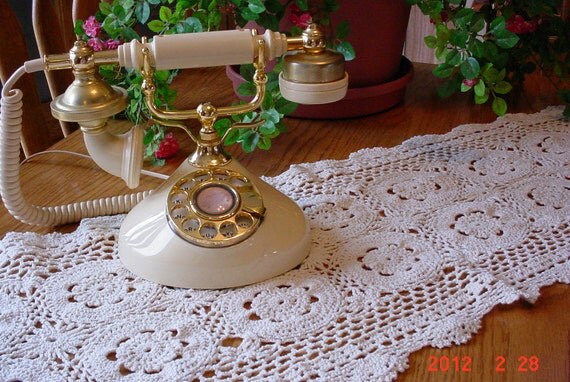 Vintage Crocheted Table Runner and Two Matching Doilies