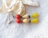 African Mali wedding glass Red & Yellow drop Earrings by Fianaturals on Etsy