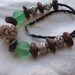 African natural Raffia Palm nut green glass seed Flower Necklace by Fianaturals