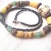 African necklace- Sunshine Yellow Krobo recycled glass and raffia palm nut by Fianaturals