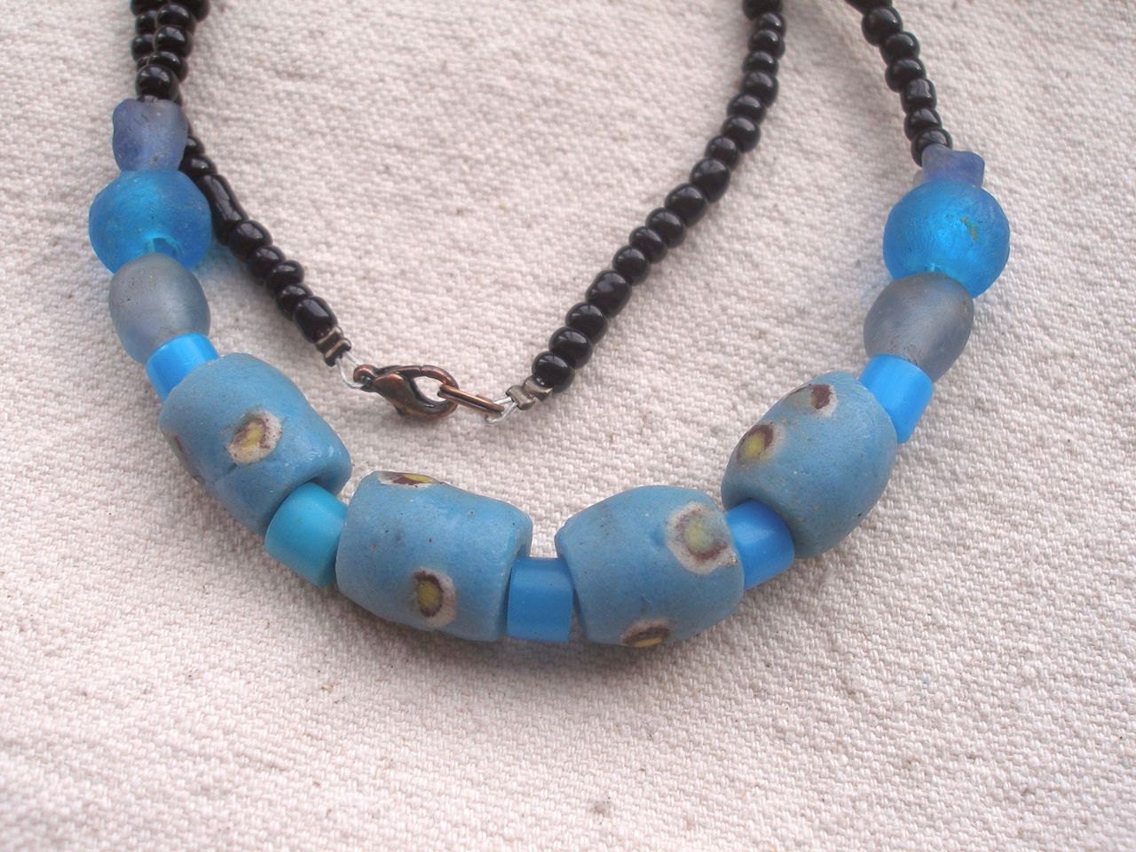 FIFA African recycled glass Necklaces series Yellow,red and blue by Fianaturals