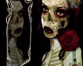 Day of the Undead digital painting Day of the Dead Zombie Sugar Skull woman Giclee Fine Art Print
